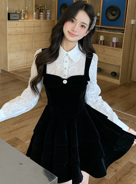 Fatcat甜雾岛语 原创《暗雅之恋》丝绒蛋糕连衣裙富家千金 蓬蓬裙