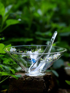 兮陶高硼硅玻璃功夫茶具泡茶碗中式春归抹茶碗茶勺套装家用沙拉碗