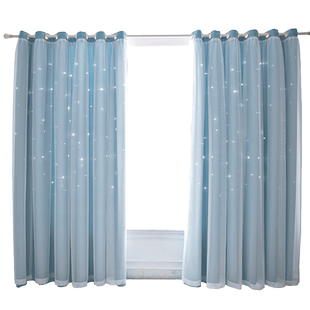 【送伸缩杆】免打孔安装全遮光窗帘布纱一体送杆遮阳布出租房卧室