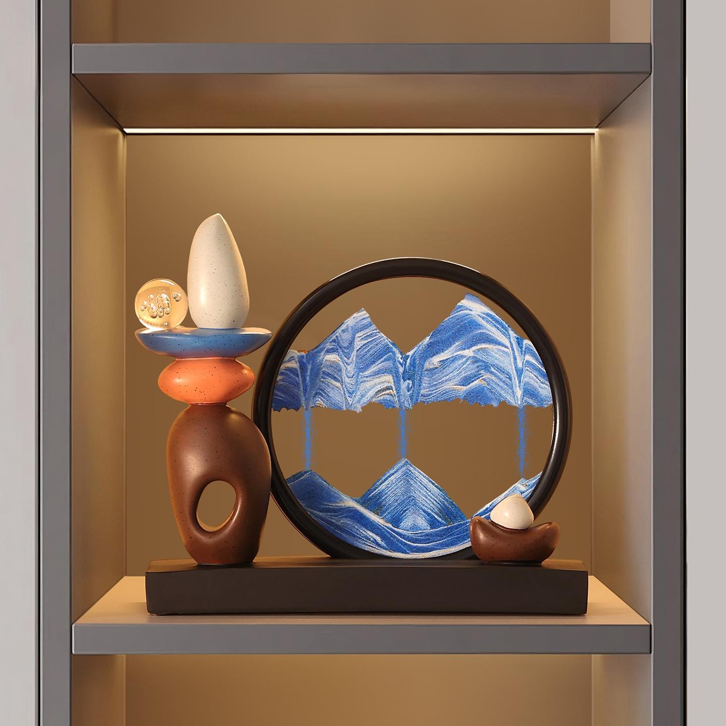 轻奢高档时来运转流沙画摆件欧式酒柜客厅办公室装饰品3D立体沙漏图片