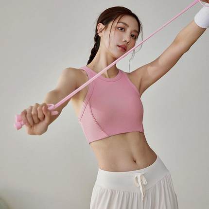 防震运动内衣女夏一体杯透气外穿跑步美背瑜伽服背心健身文胸套装