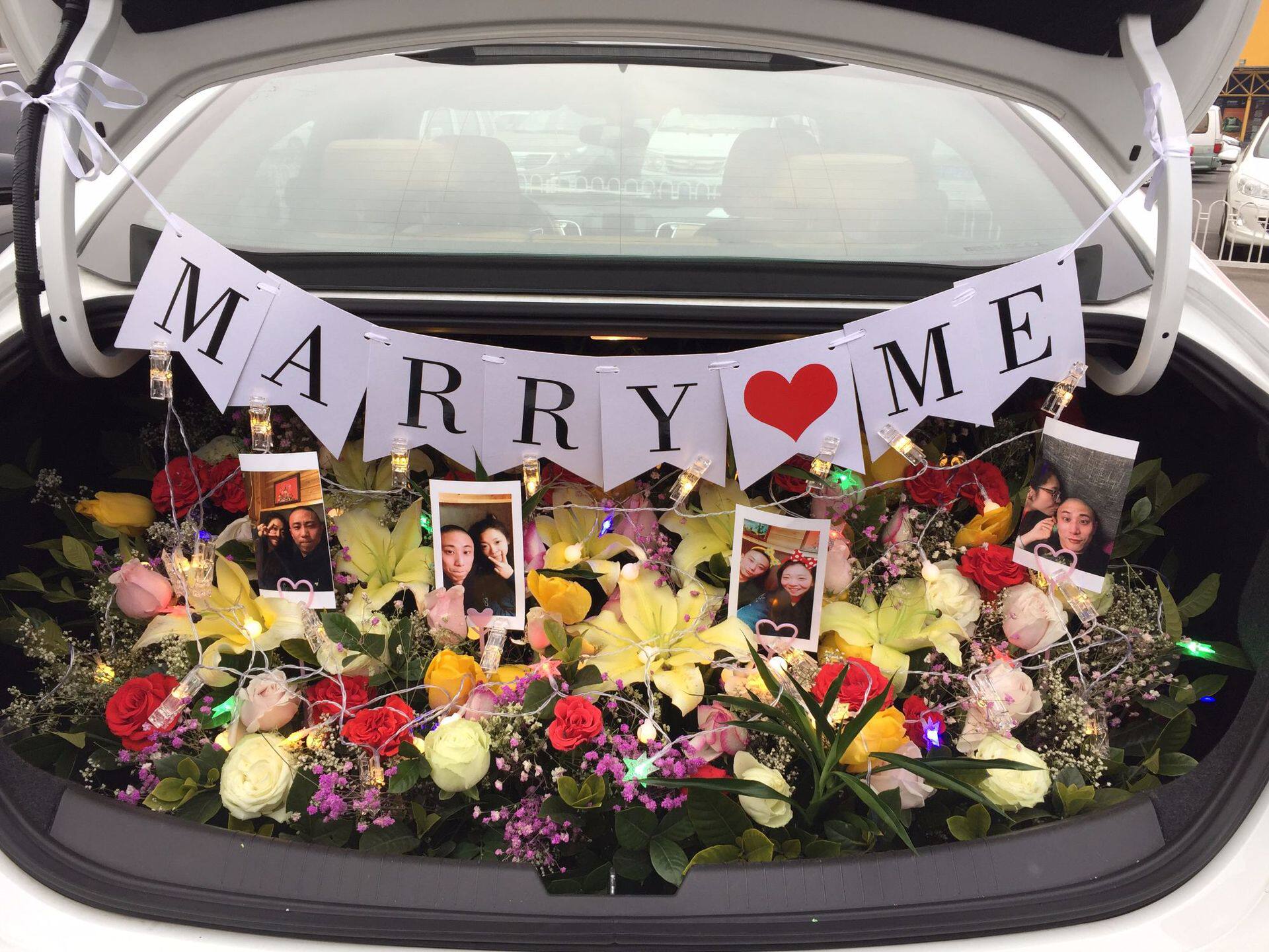 marry me横幅拉旗嫁给我求婚创意布置汽车后备箱浪漫惊喜表白装饰