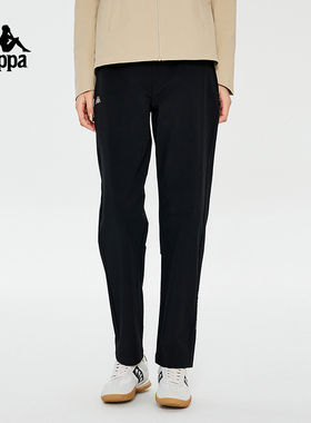 Kappa卡帕运动裤2024新款女黑色长裤简约休闲裤校服卫裤K0E22AY40