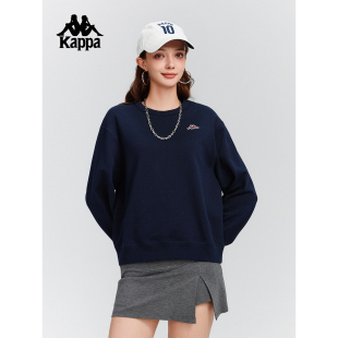 Kappa卡帕背靠背运动卫衣女2025新款秋季圆领针织套头衫女士外套