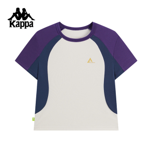Kappa卡帕背靠背运动T恤女款2025新款夏季圆领短袖吸湿速干上衣