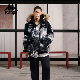 冬季 Kappa卡帕背靠背防潑水羽絨服男新款 防風(fēng)連帽外套保暖防寒服