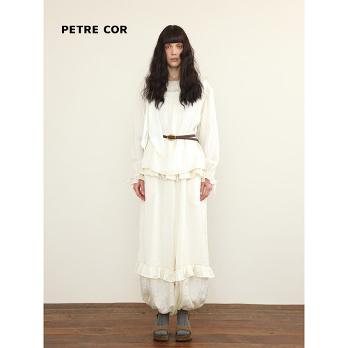 PETRECOR 独立设计师大翻领系结衬衫 小众垂感长袖衬衣女