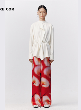 PETRE COR 独立设计师官方店24秋冬红色印花直筒抽绳裤
