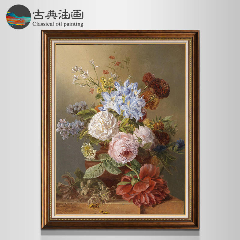 世界名油画美欧式静物花卉花开富贵定制手绘客餐厅别墅玄关挂装饰图片