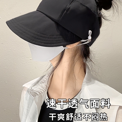 简雅黑大头围空顶帽防晒遮阳