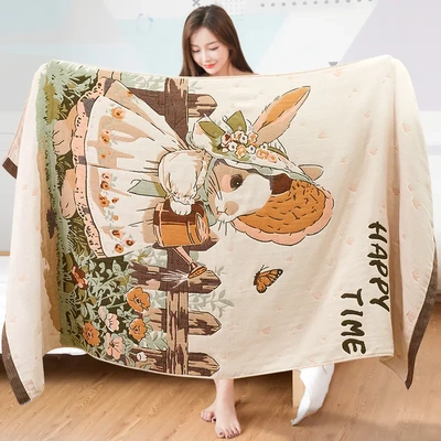 纯棉纱布浴巾大尺寸家用吸水不掉毛洗澡巾大人儿童全棉柔软大裹巾