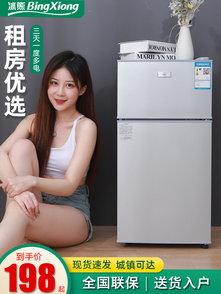 冰熊小冰箱家用小型宿舍出租房冷冻冷藏迷你双开门电冰箱一级节能