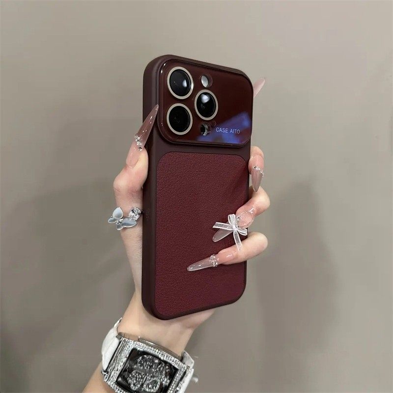 ins秋冬复古荔枝皮纹适用iPhone17pro苹果15手机壳16ProMax新款13高级14网红15男女16全包镜头17防摔ProMax套