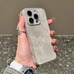 高级牛仔皮纹水泥灰适用苹果16ProMax手机壳iPhone15promax镜头膜14pm全包13不沾指纹11防摔小众女12pm保护套