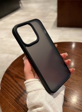 高级肤感苹果14新款14plus半透明iPhone13Promax亚克力12保护套11简约男女xr全包Pro防摔14Pro磨砂13撞色边框