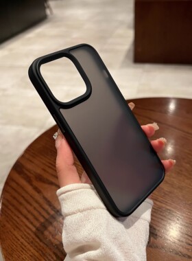 高级肤感苹果15手机壳14plus半透明iPhone13Promax亚克力12保护套11简约男女14全包13por防摔14Pro磨砂13撞色