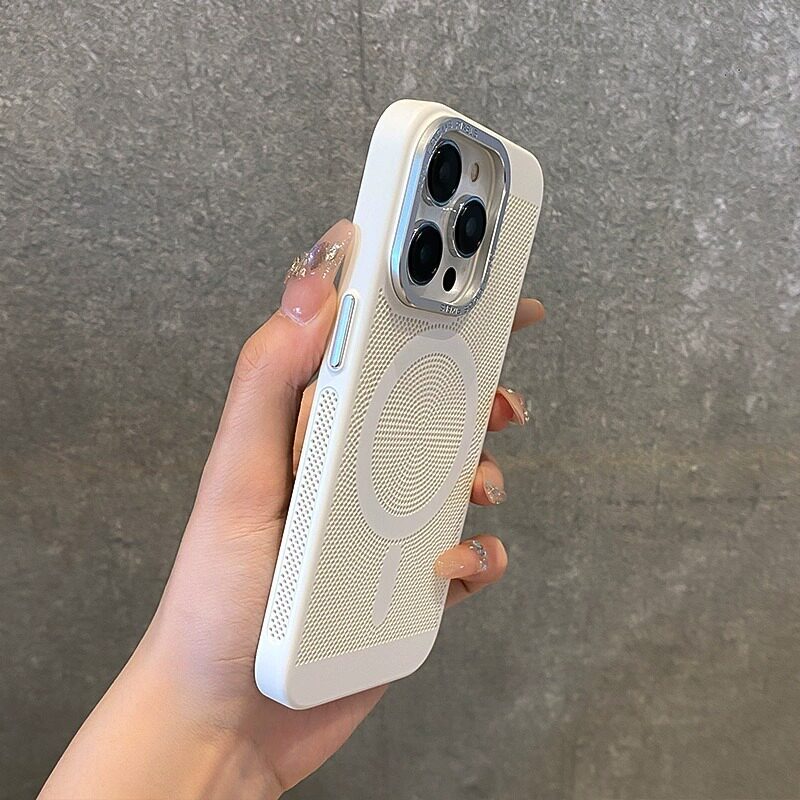 magsafe磁吸夏季透气散热磨砂15适用iphone13手机壳16苹果14promax防摔12pro高级11男纯色女新款简约无线充电