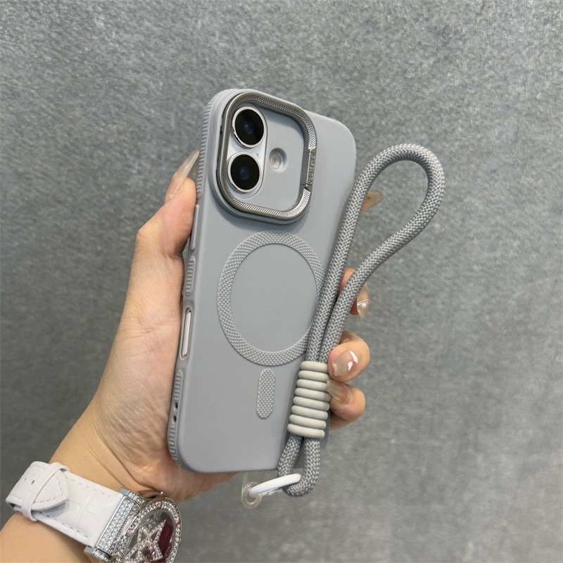 适用苹果16手机壳钛灰钻纹磁吸iphone16promax镜框支架15pro防摔14高级感13小众12网红简约创意软壳16plus