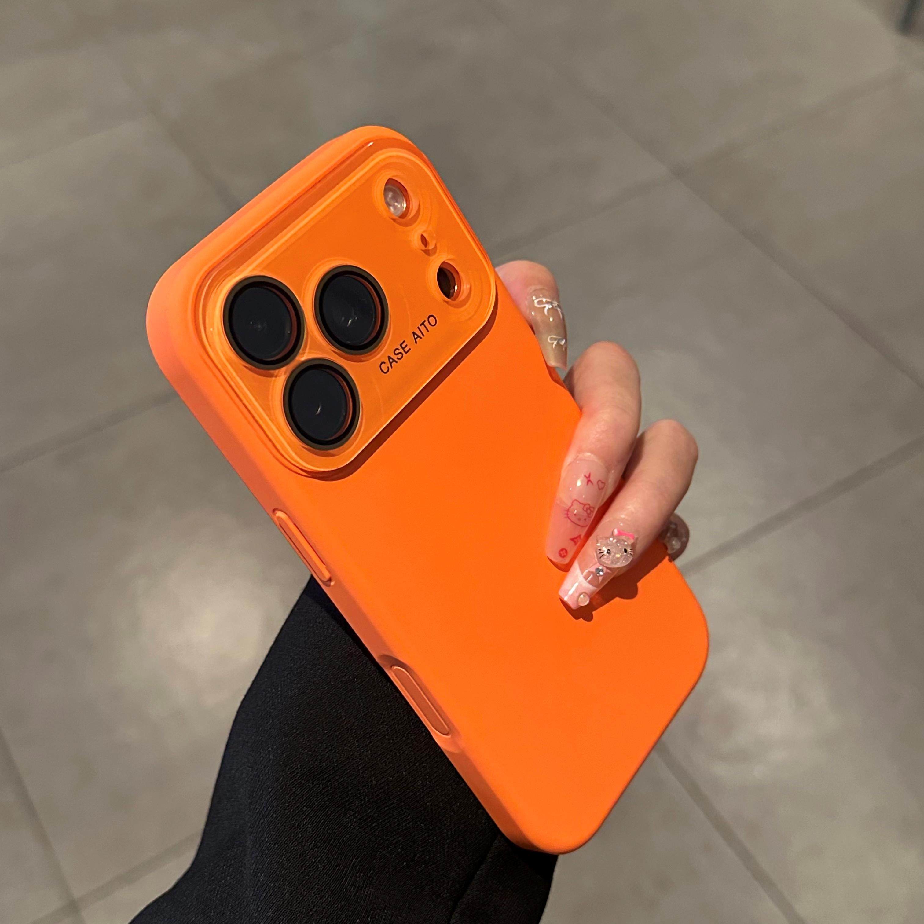 橙色大视窗液态硅胶适用苹果17promax手机壳15promax按键全包iPhone13新款16pro防摔14男女15plus软壳12创意