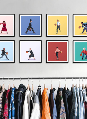 Elad Shagrir小众插画名人打篮球原版装饰画波普艺术趣味海报挂画