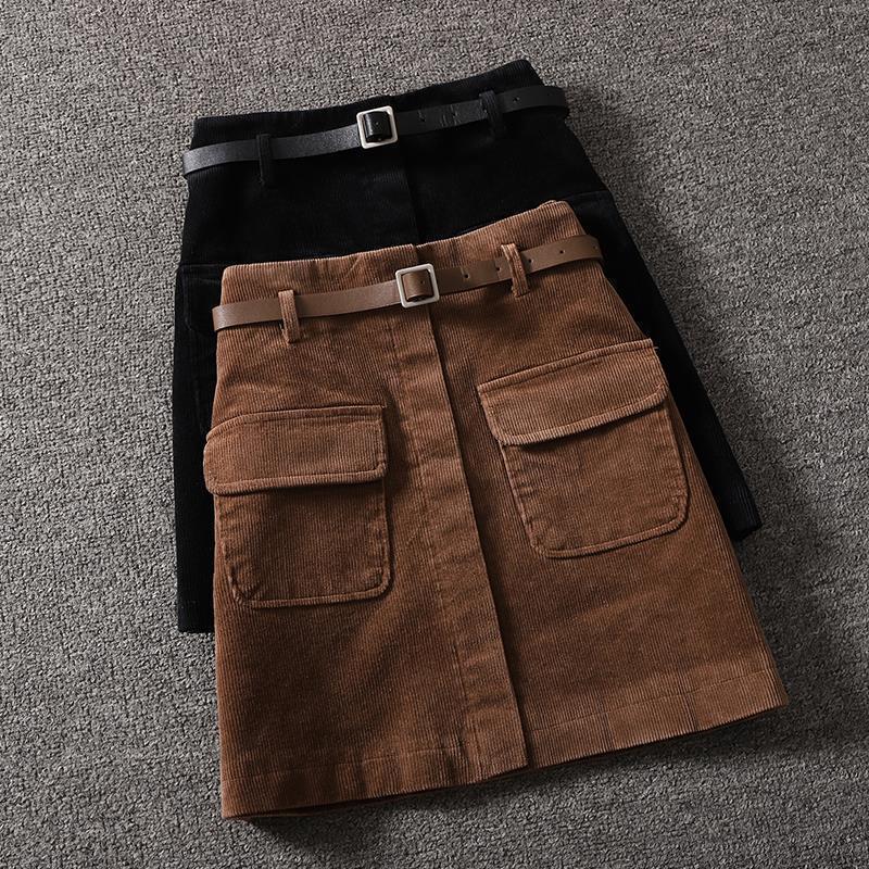 短裙女高腰灯芯绒2025秋冬新款韩版复古显瘦A字外穿半身裙女