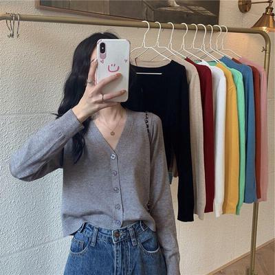 针织衫开衫外套女短款春秋2025年新款秋装v领上衣秋季毛衣外搭女