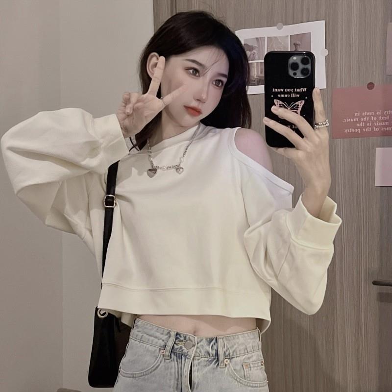 9110# 实拍 实价 (美棉斜纹) 秋装两面穿设计感小众卫衣女镂空