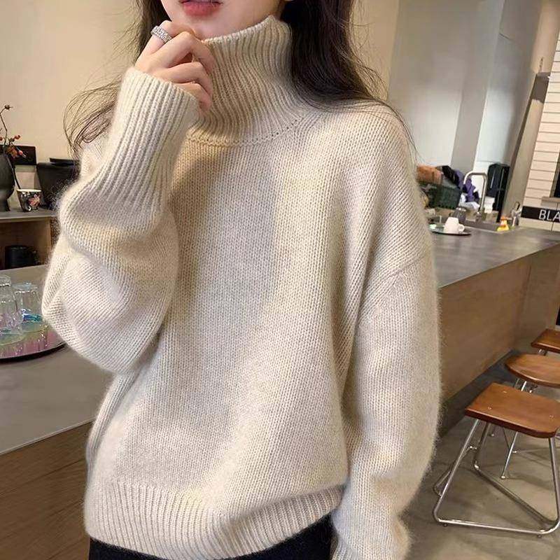 【反季清仓、王菲同款】戎美衣尚羊绒羊毛衫女高领加厚宽松慵懒风