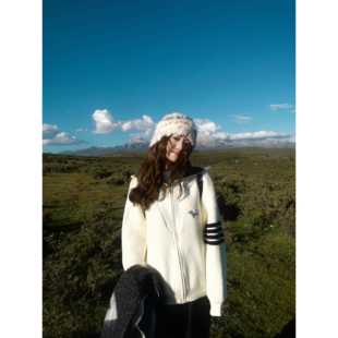 FF BLUE 老钱女高 秋冬立领拉链毛衣外套慵懒气质高级感开衫上衣