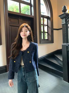 cchen陈陈 复古圆领亮丝小香风短外套两色设计感上衣春季新款气质