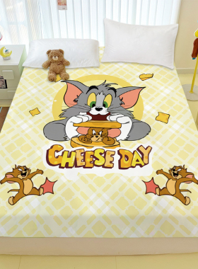 定制纯棉卡通猫和老鼠床笠汤姆和杰瑞周边床上用品儿童床垫套床罩