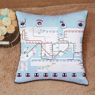 香港铁路吉祥物机铁仔抱枕靠垫地铁线路图咕臣卡通公仔定制照片