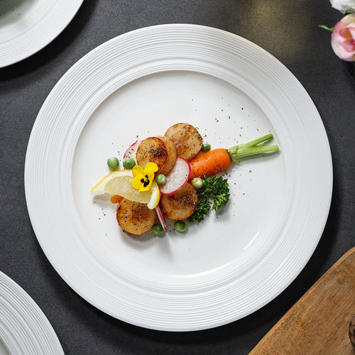 牛排餐盘西餐盘子拉丝平盘浅盘