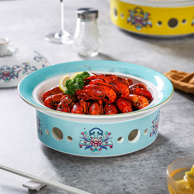 珐瑯彩盘子汤盘酒店饭店商用保温盘子创意特色明炉餐具蜡烛加热炉,餐饮具,盘,淘宝优惠券,粉丝福利购,淘宝优惠卷
