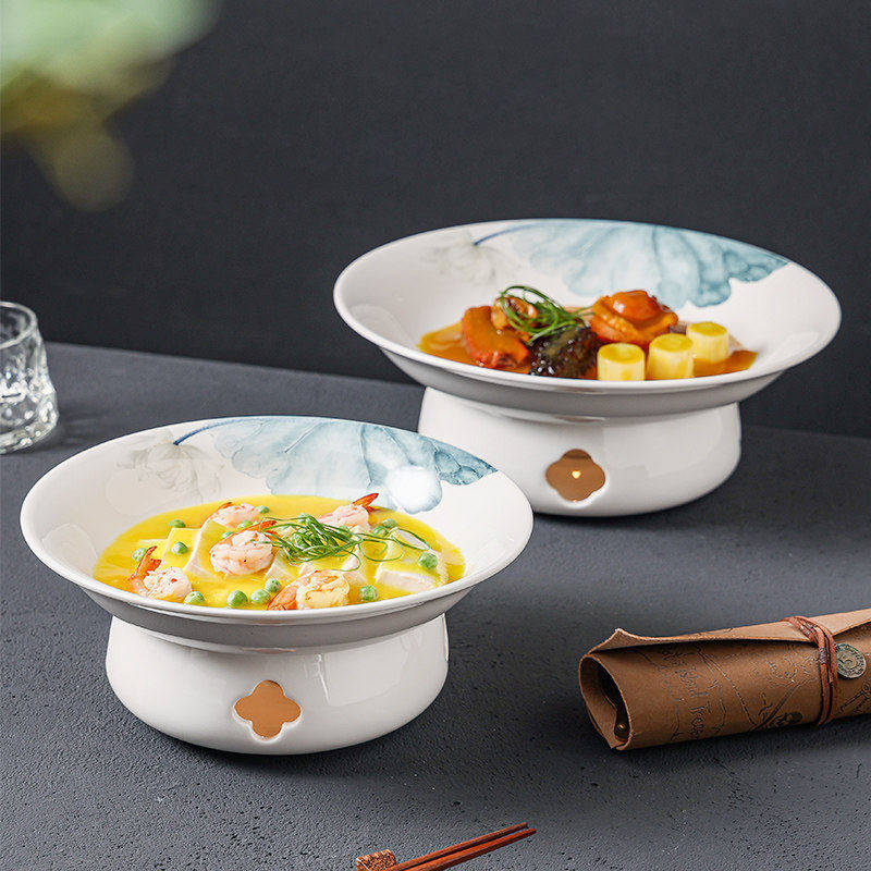 蜡烛加热炉大号超大菜盘高级感中式明炉酒店餐具剁椒鱼头保温盘子