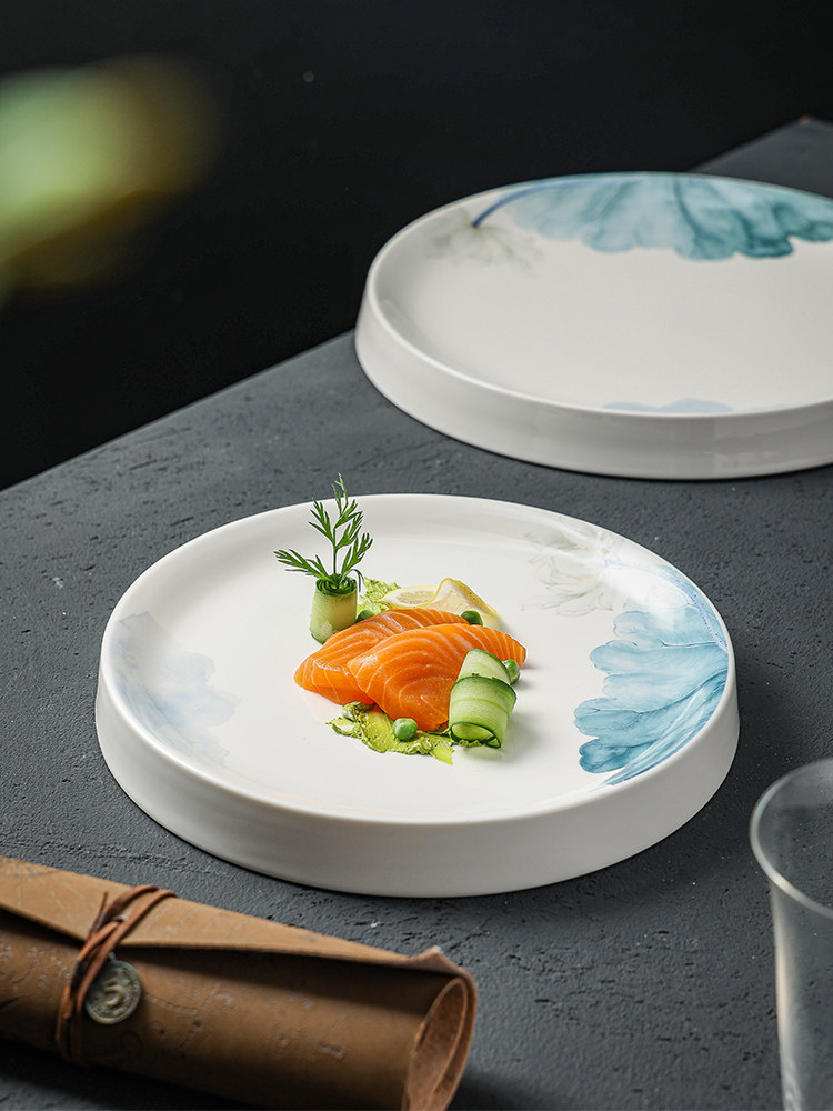 中式酒店创意菜盘白切鸡专用摆盘商用平盘会所意境菜餐具凉菜盘子