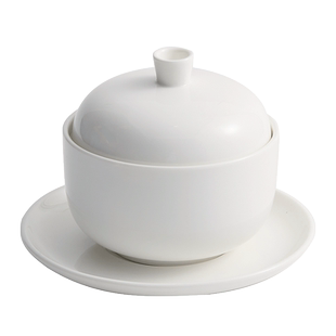 酒店位上汤盅带盖陶瓷创意高端会所餐厅燕窝盅隔水炖盅一人份餐具