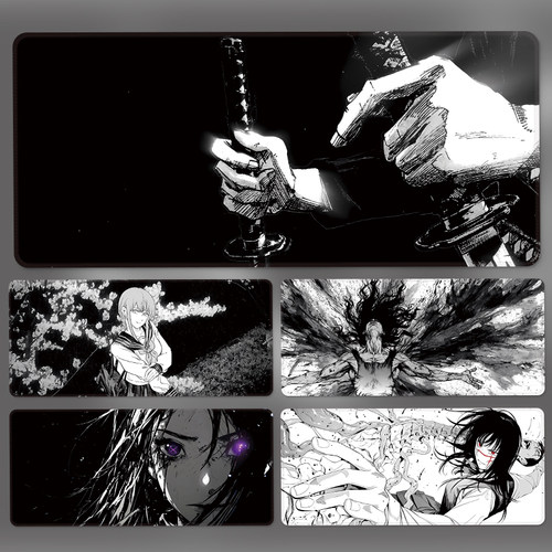 黑白动漫鼠标垫超大号简约高级感桌面二次元电竞桌垫办公室可水洗