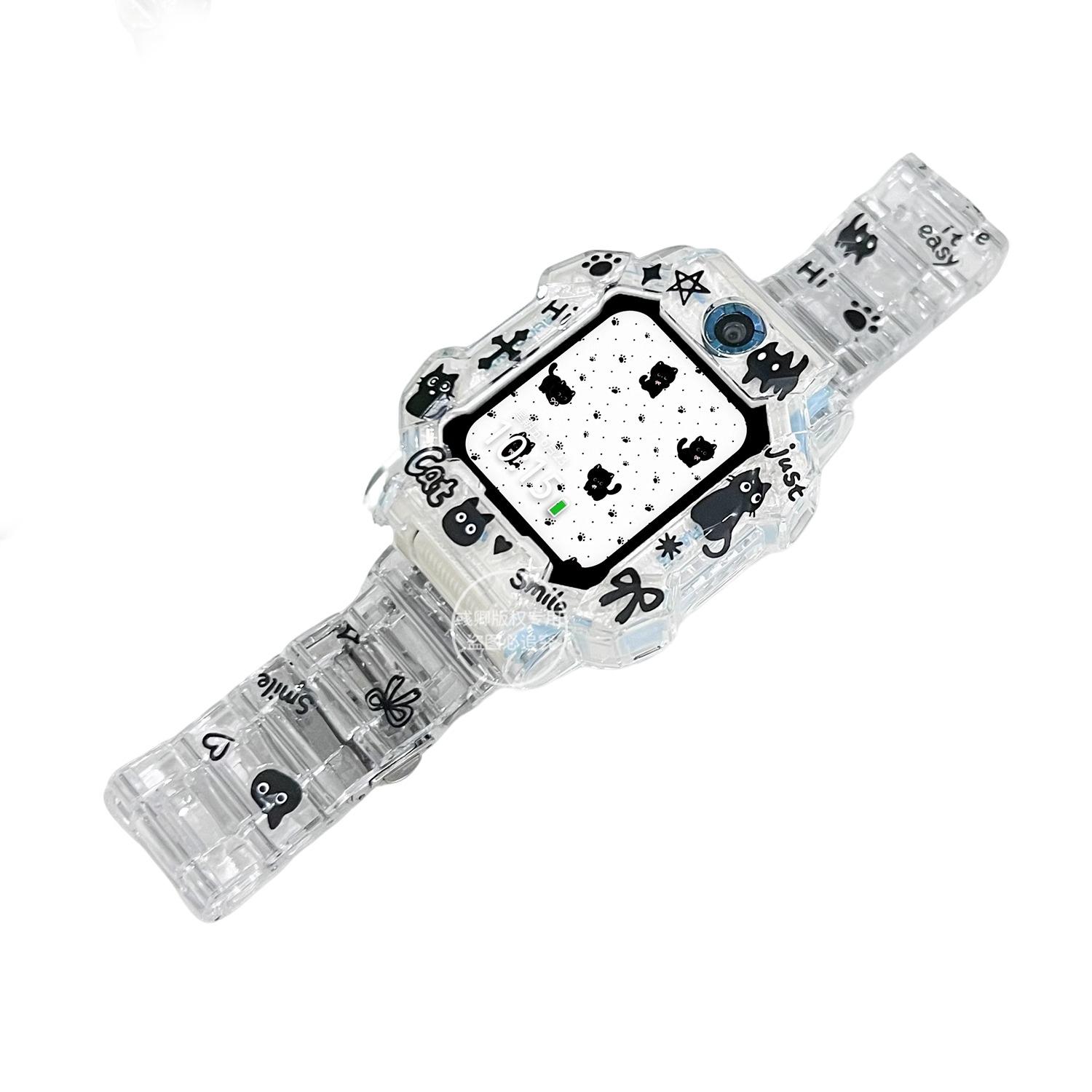 黑色小猫适用于小天才电话手表表带z10/z9/z8/z7/z6a卡通创意z5/z