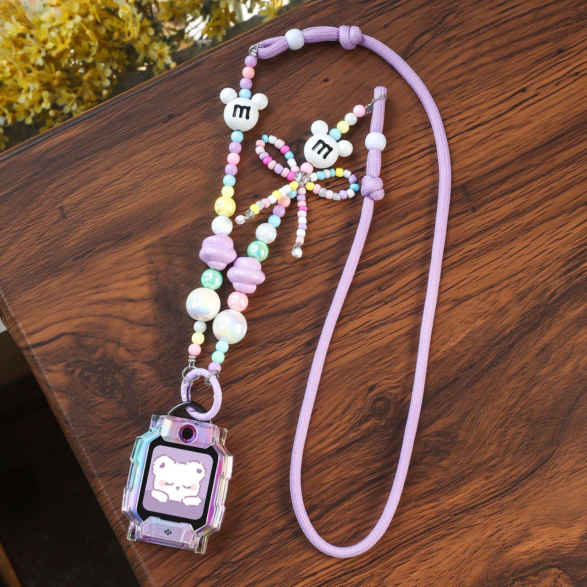 适用小天才手表W2305AC表带Q3串珠D5可调挂绳U5女生表链N5吊坠D3S