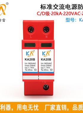 KA20B2单相交流电源防雷器C/D级20KA·220V三级浪涌保护2P/4P可选