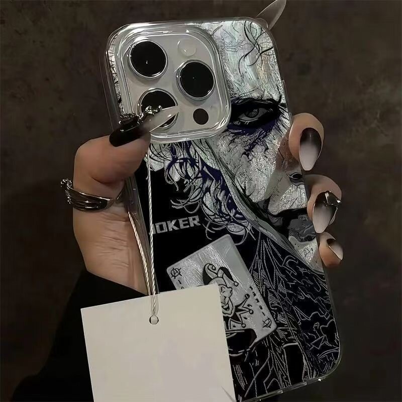 创意扑克小丑iPhone17ProMax羽纱手机壳13/14plus华为16/15Pro小米红米7/8不撞款11/12荣耀x/xs/xr防摔保护套