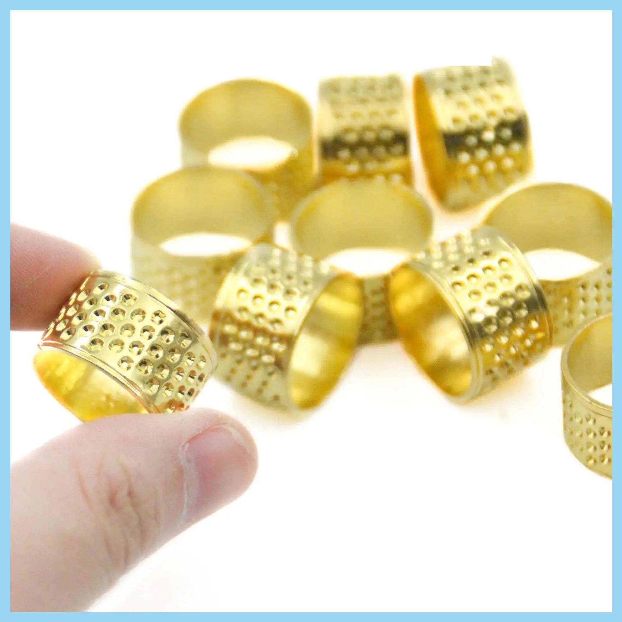 指套顶针可调节大小加厚深孔针线活黄铜色缝纫工具手工针线辅助器