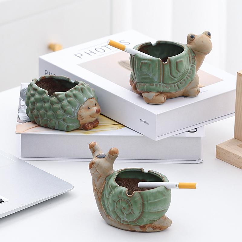 可爱卡通小动物陶瓷烟灰缸