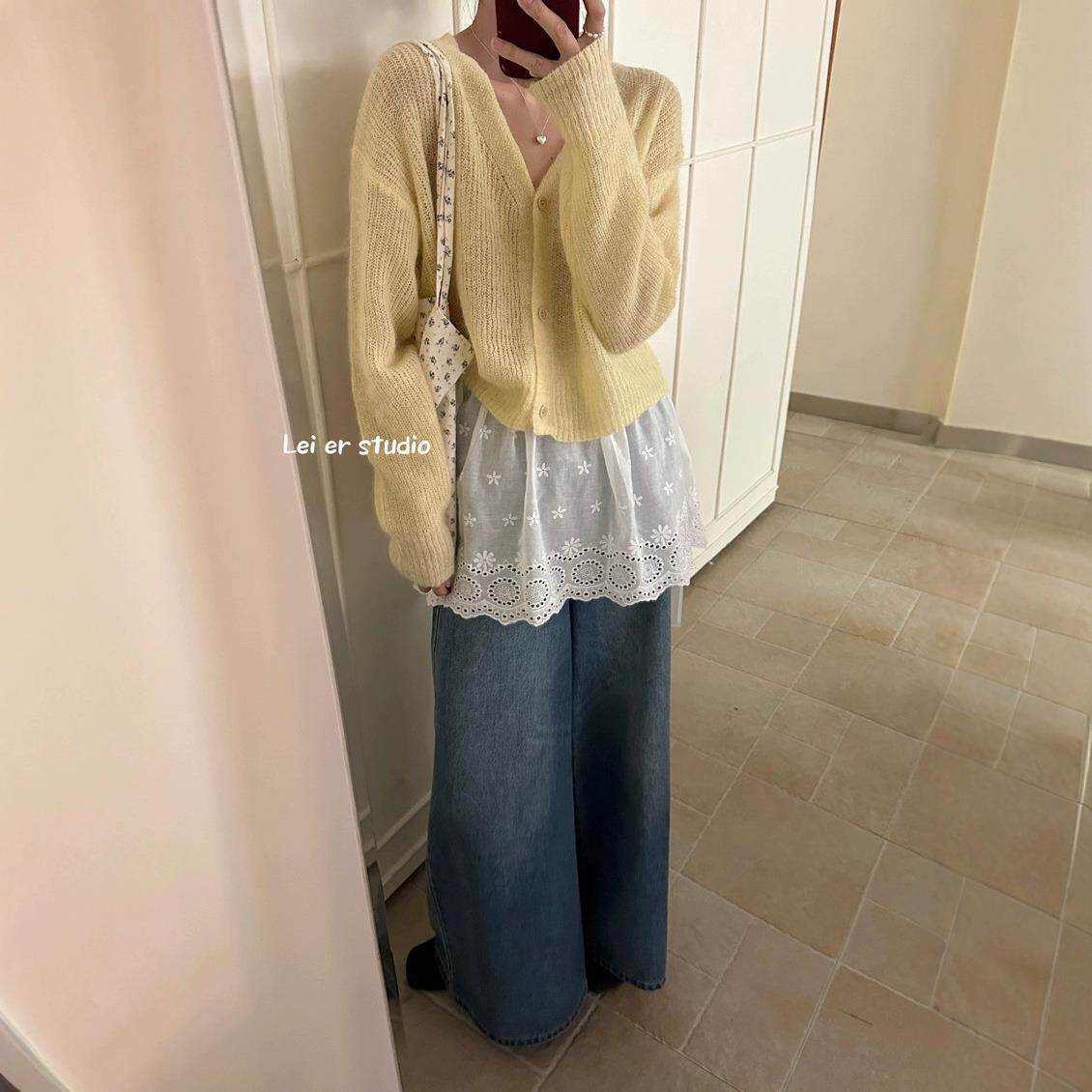 刺绣花边屁帘蕾丝半身裙白色秋冬短款下摆新款打底屁股短裙百搭