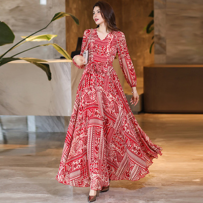 花月禾连衣裙大摆裙优雅大摆裙