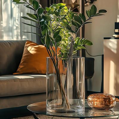 大口径花瓶玻璃透明圆形