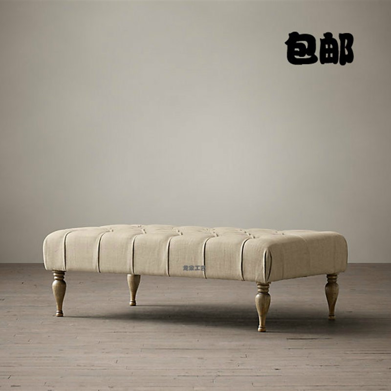 换鞋凳美式现代床尾凳服装店换试凳搁脚凳长条凳欧式布艺沙发凳子