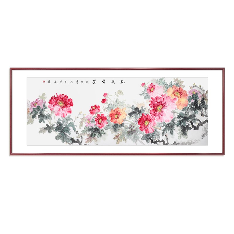 花开富贵牡丹图挂画新中式客厅装饰画花鸟水墨画寓意好的手绘国画