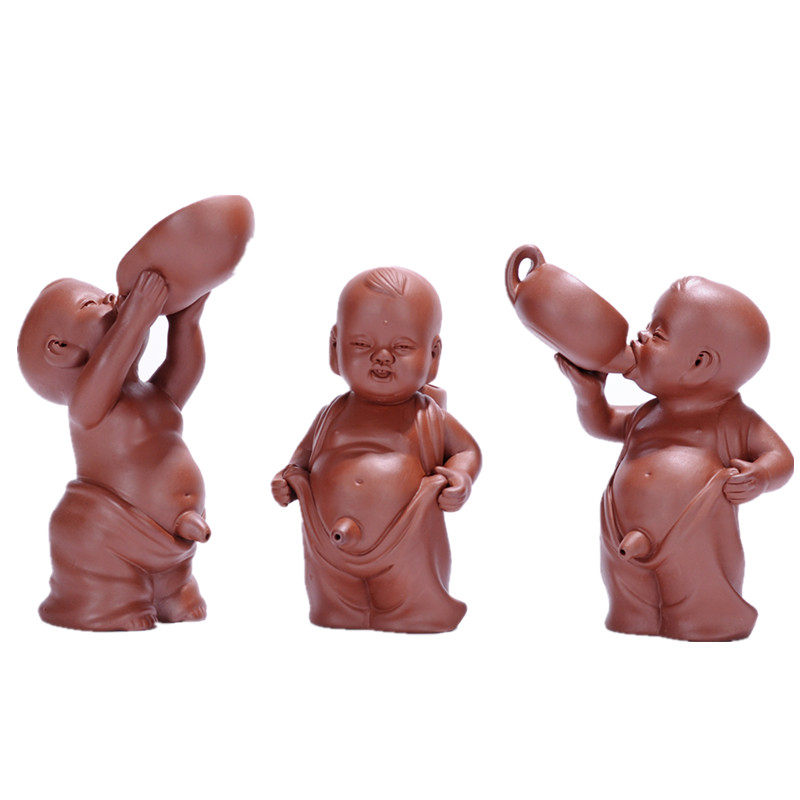 精品紫砂茶d宠摆件可养创意撒尿娃娃喷水尿童茶玩茶桌上的茶具配
